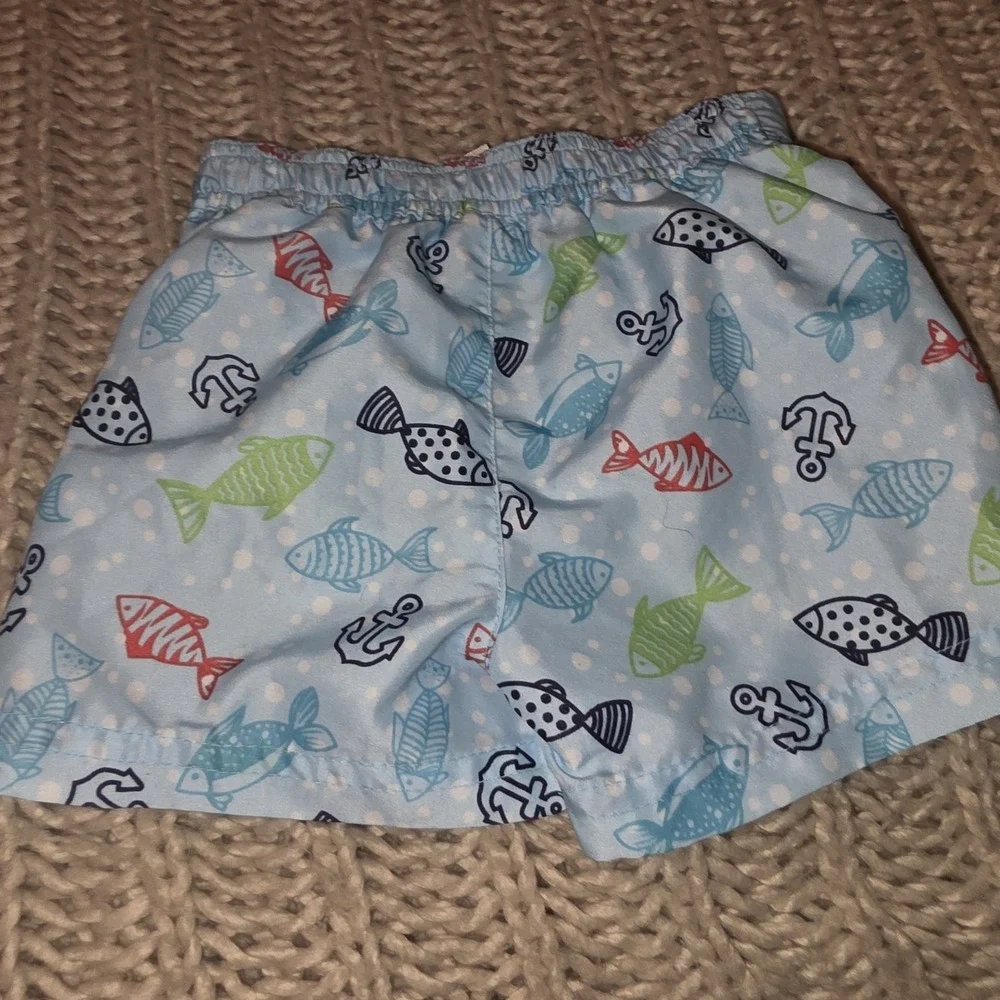 Little Boys Bathing Suit Set- Size 3-6mo Sun Shirt & Trunks Target Brand Beach